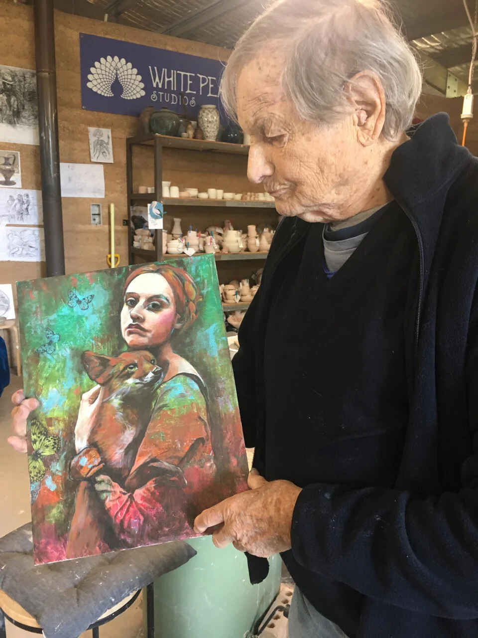 DRINKING TEA WITH MY ONE OF MY ART HEROES.