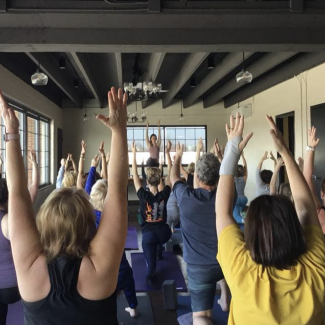Yep! We moved all of the furniture out to host Meredith Pinto from Yoga Loft Kentucky Vinyasa Yoga class.