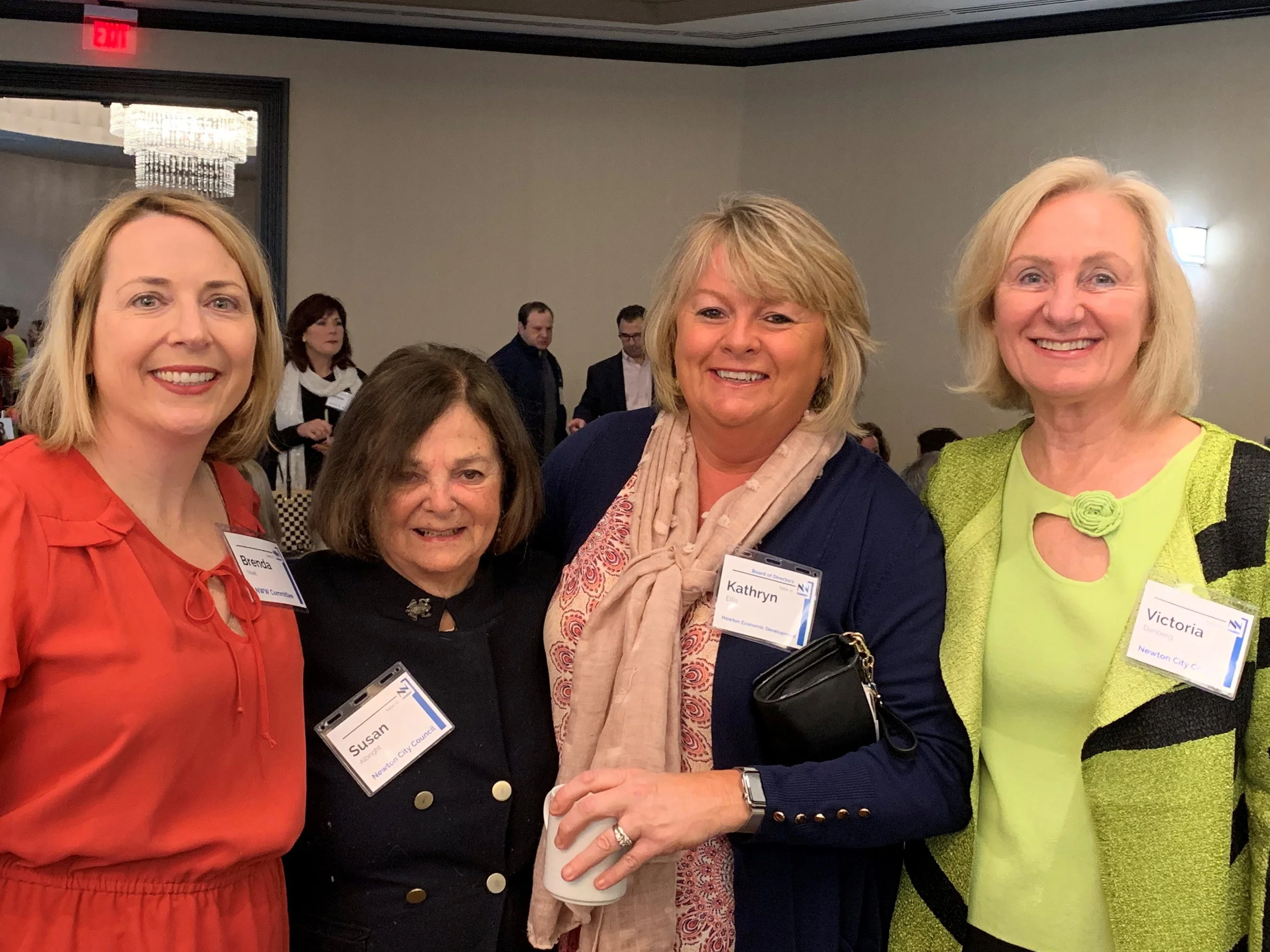 Newton Councilors Brenda Noel, Susan Albright, Economic Development Director Kathryn Ellis and Councilor Vicki Danberg enjoy the NNCC annual breakfast at the Sheraton Needham.