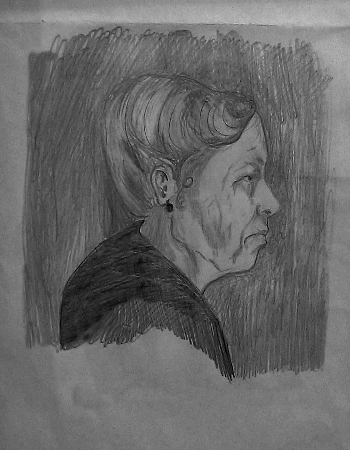   The Artist as Old Artist       drawing on paper. 