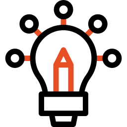 A logo featuring a capital letter A with a clock face and orange dots resembling clock markers around it.