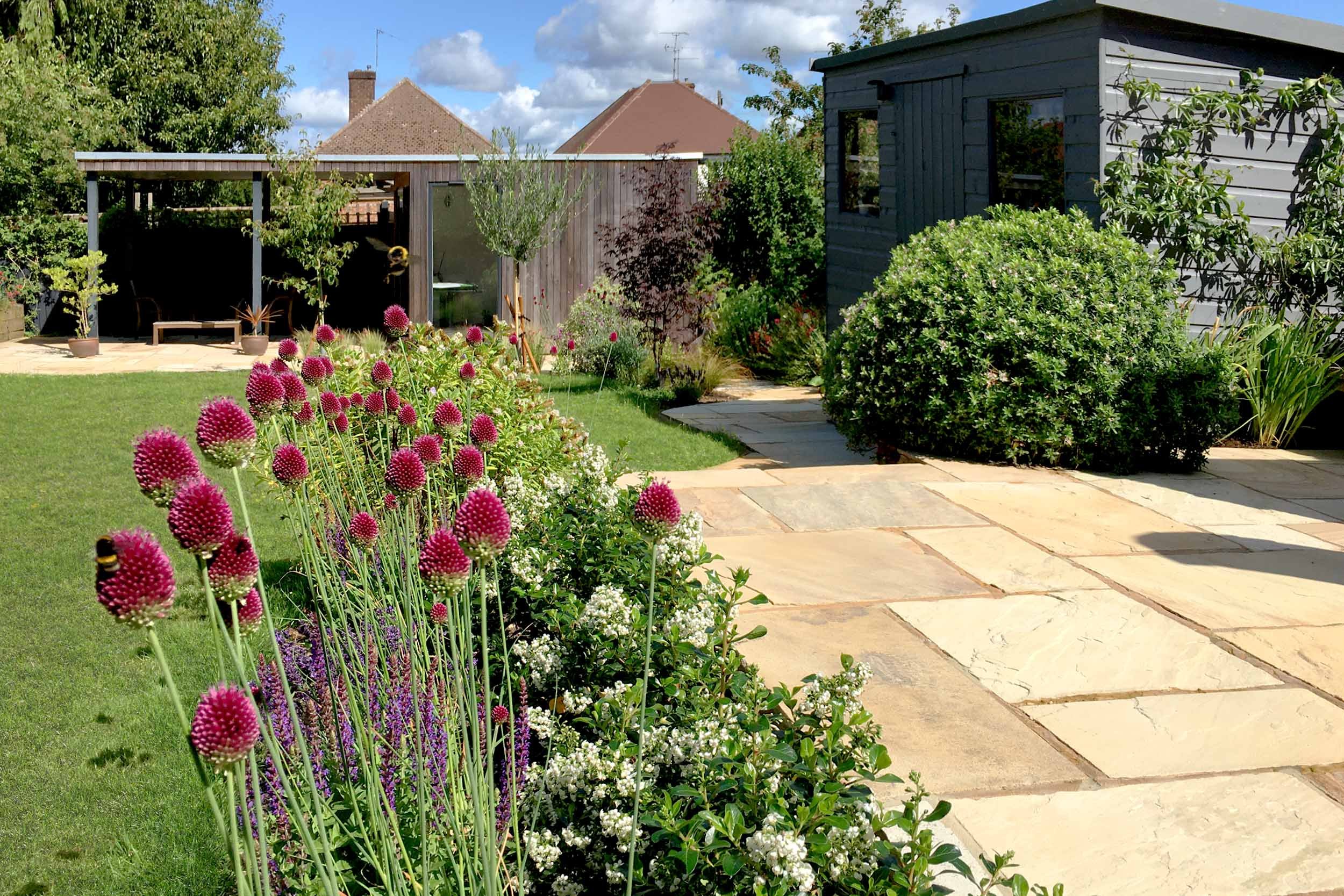 Flowers &amp; lawn. Garden design &amp; build near Farnham, Surrey