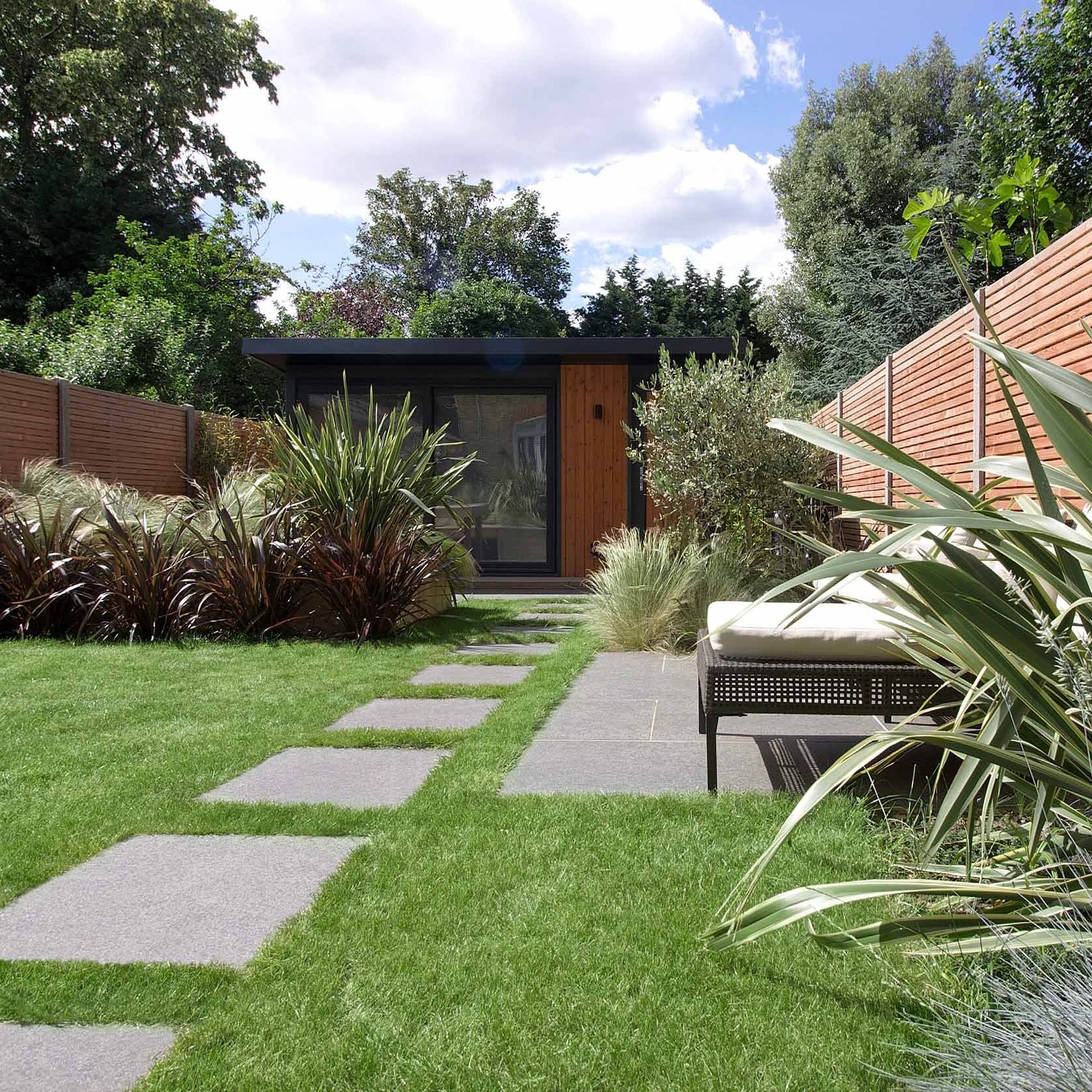 Contemporary garden stone path, garden design &amp; build Farnham, Surrey