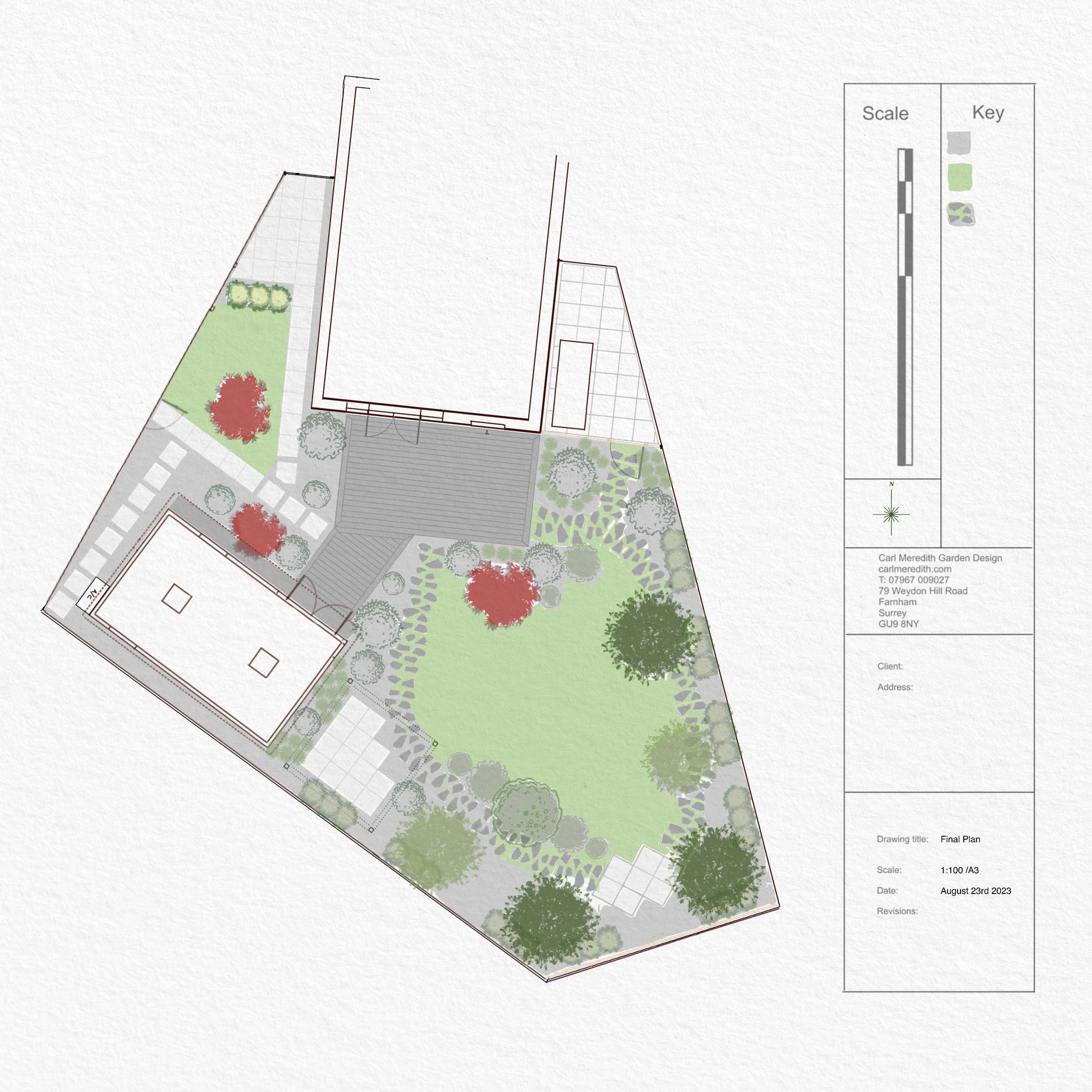 Garden design plan, garden design &amp; build Farnham, Surrey