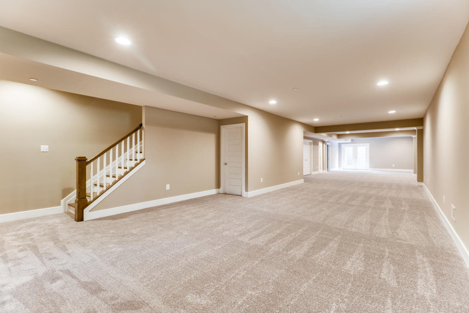 Finished basement in rancher plan