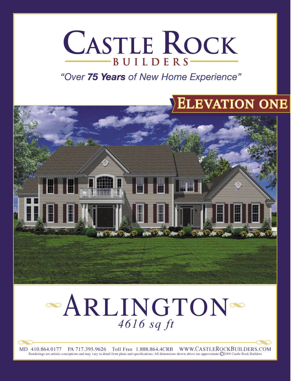 Arlington custom home plan elevation 1