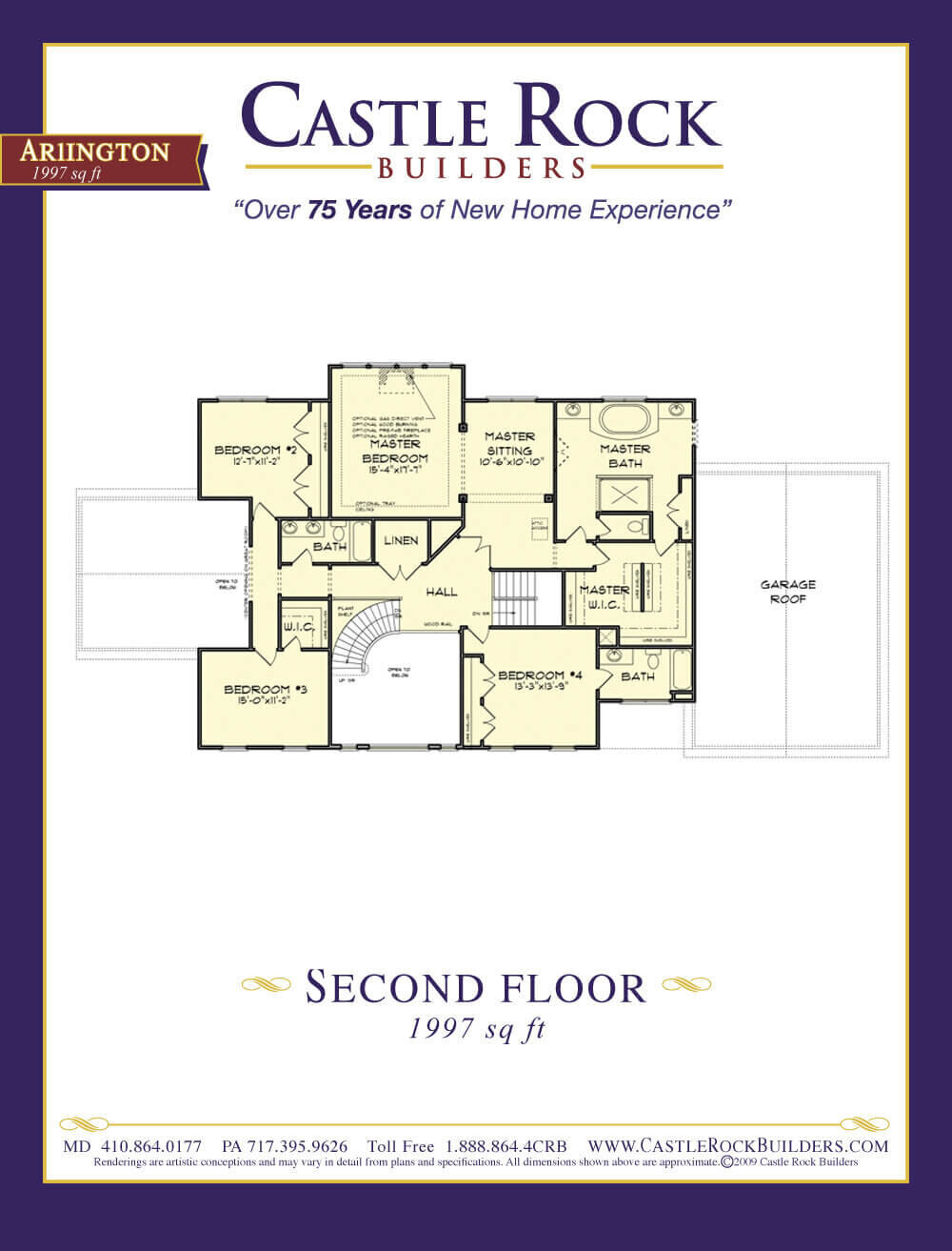 Arlington custom home plan second floor design