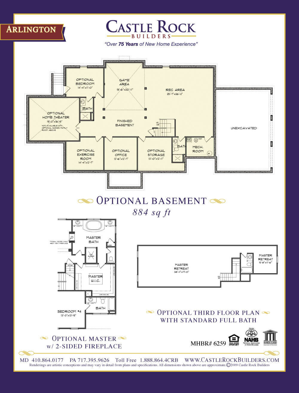 Arlington custom home plan basement blueprint