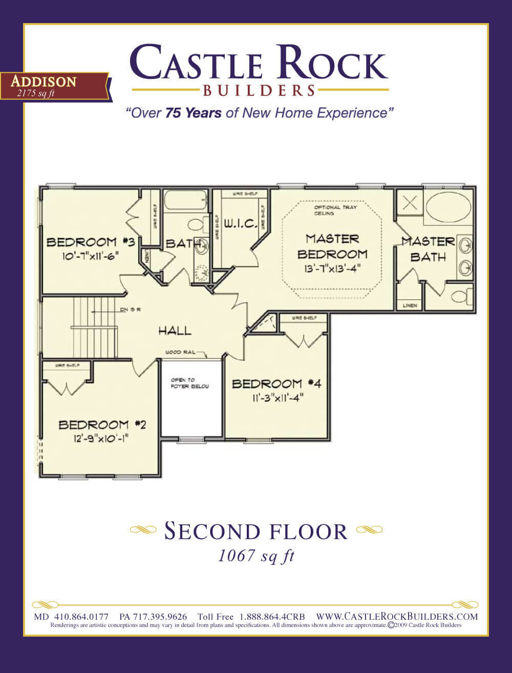 Addison custom home plan second floor layout