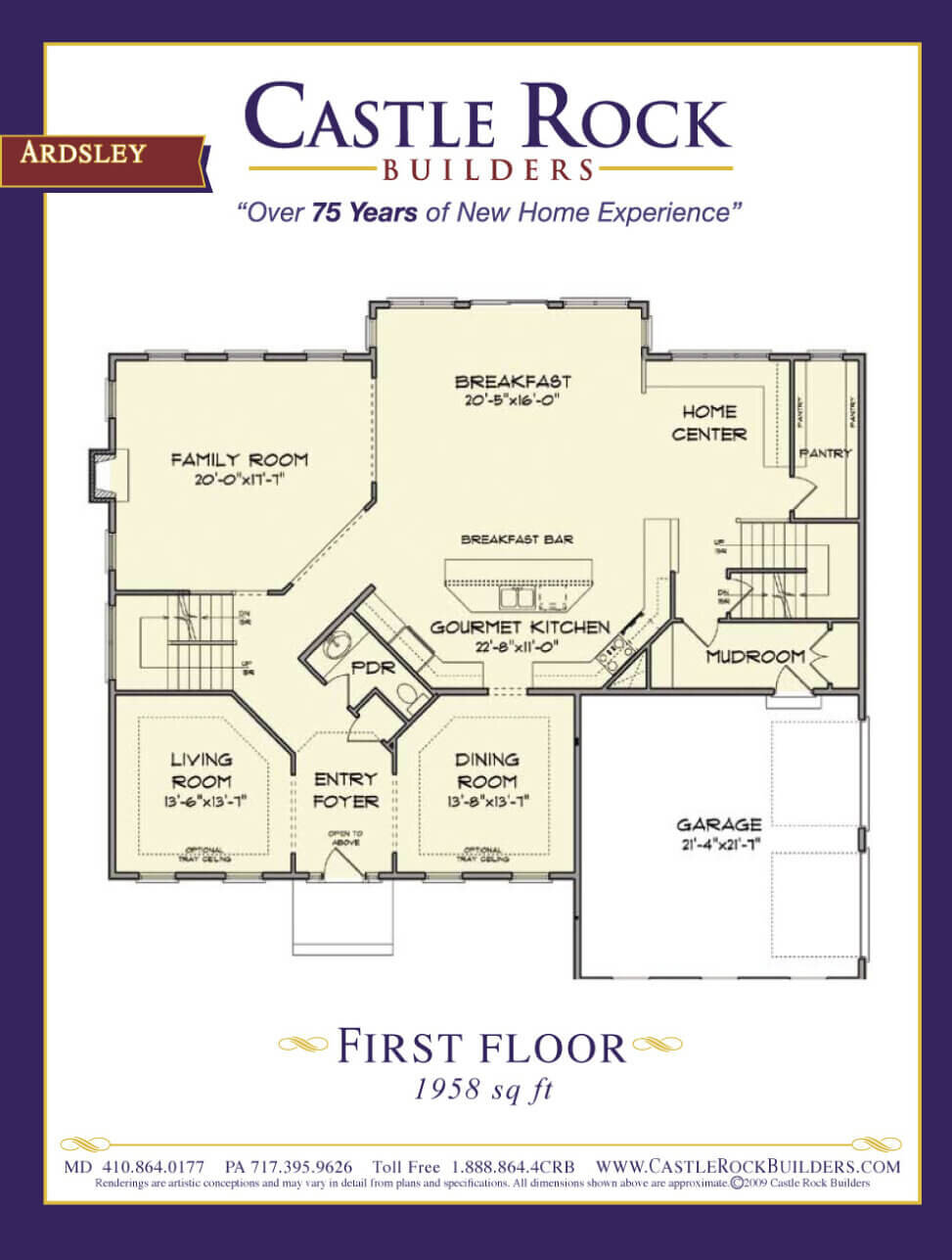 Ardsley custom home plan first floor blueprint