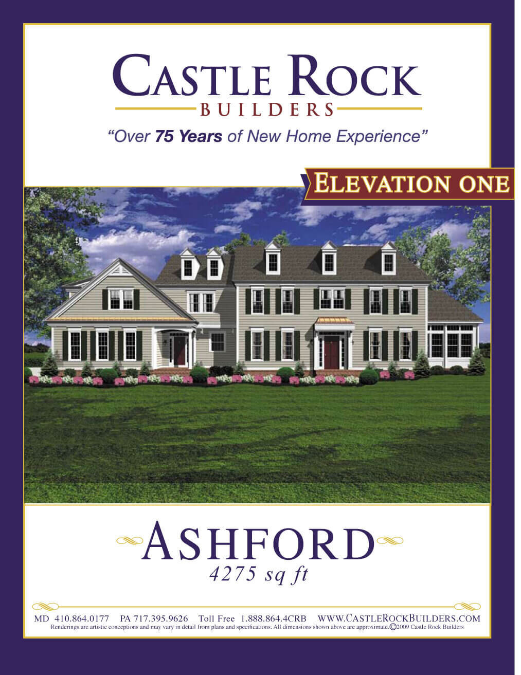 Ashford custom home plan elevation 1