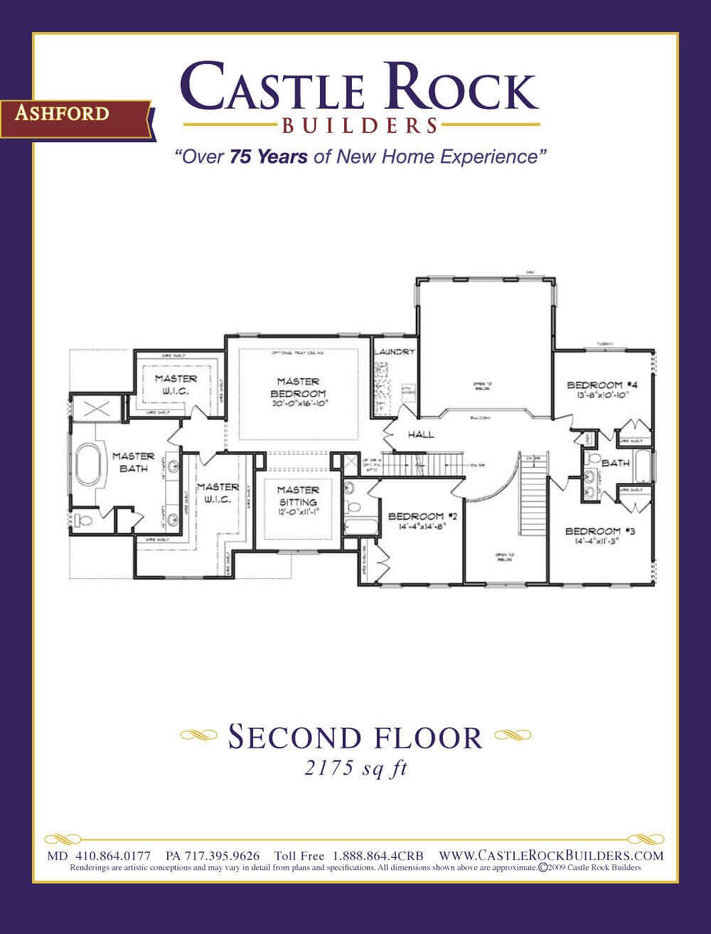 Ashford custom home plan second floor blueprint