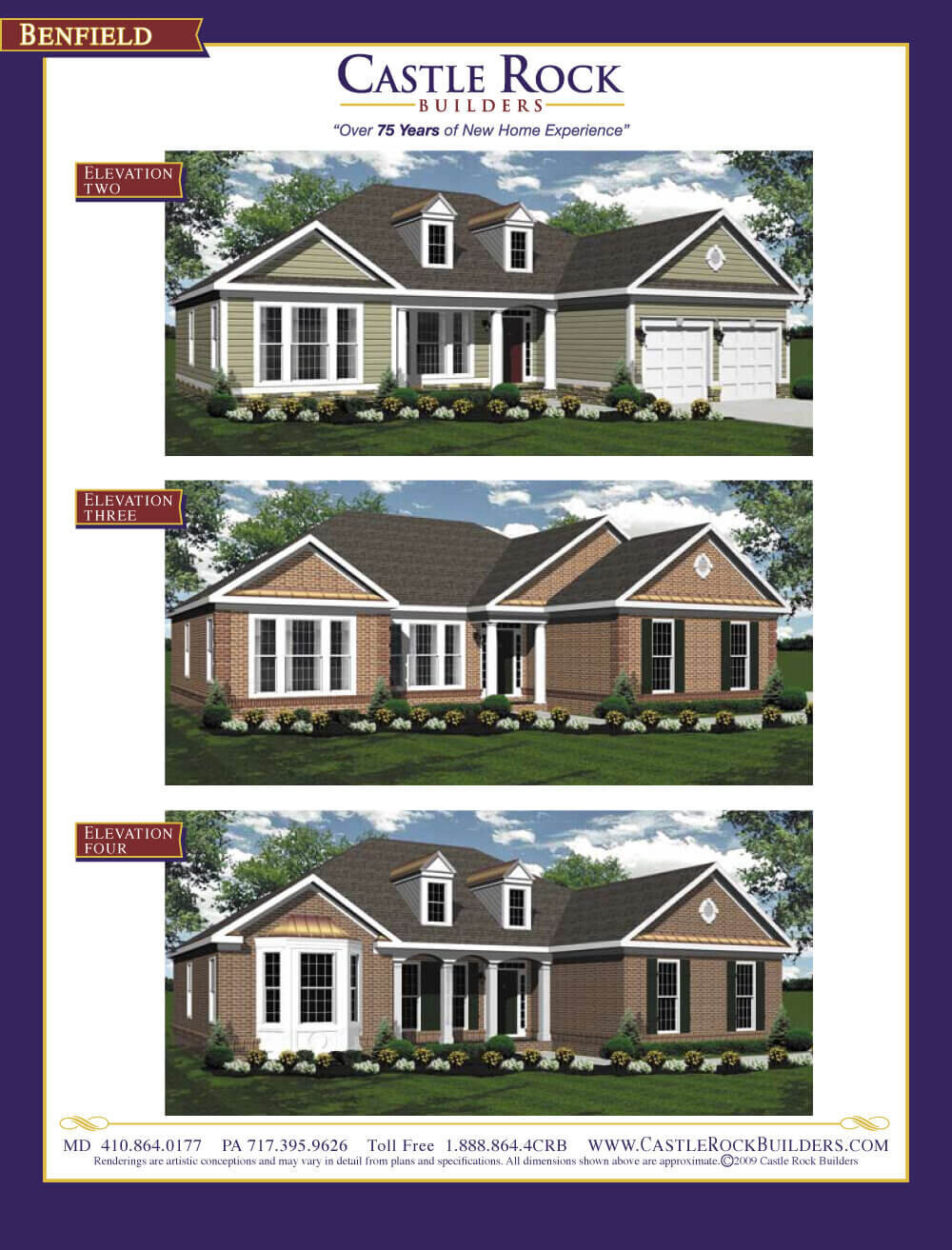 Benfield rancher plan front elevations