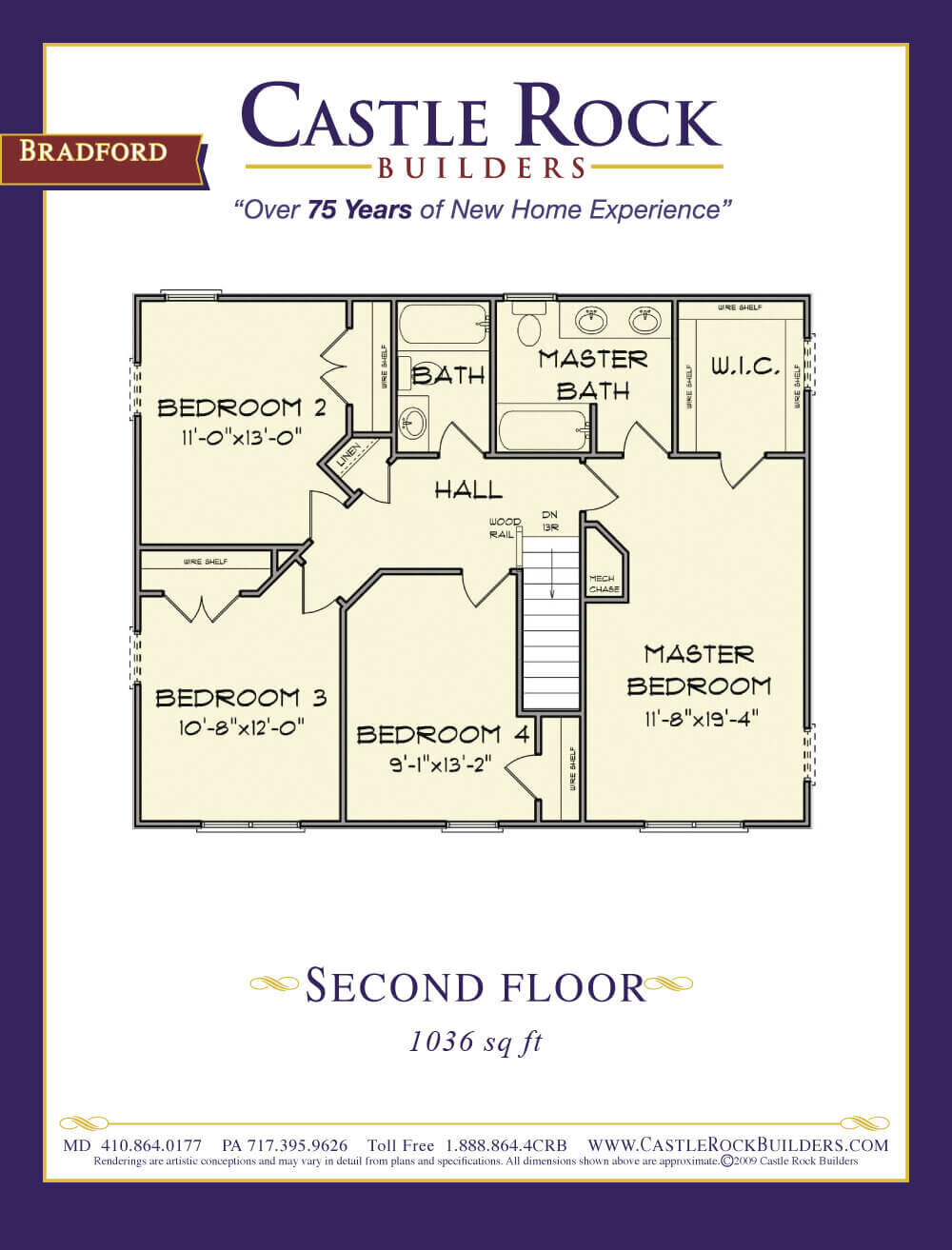 Bradford home plan upper level