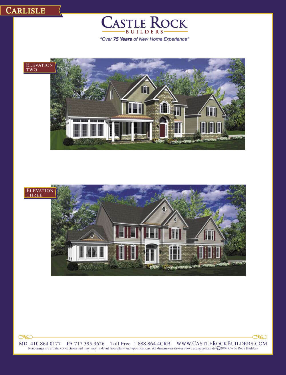 Carlise custom home plan front elevation