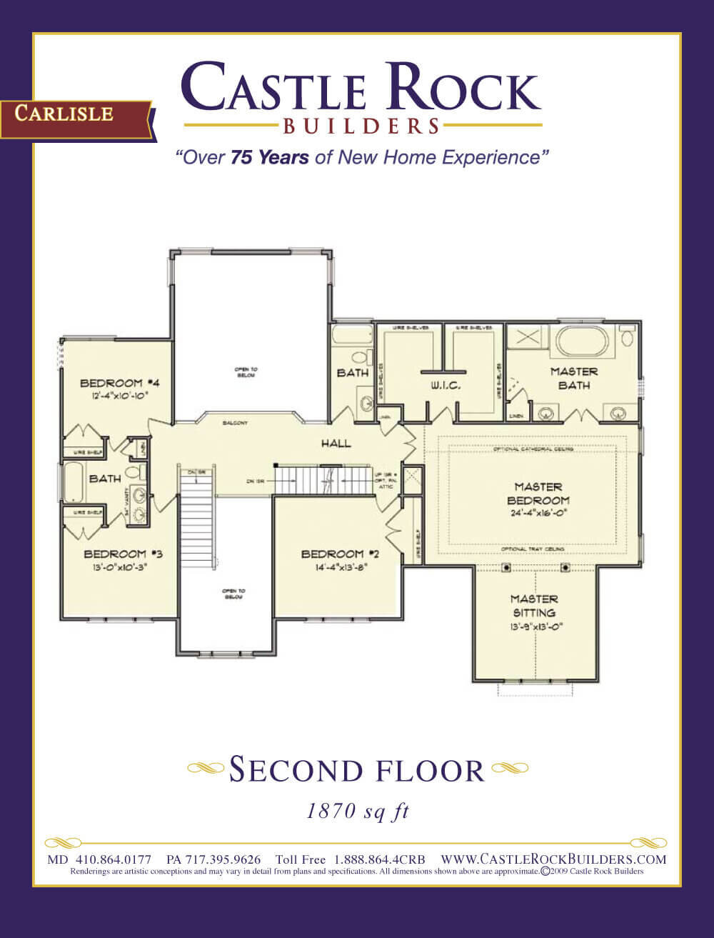 Carlise custom home plan upper level