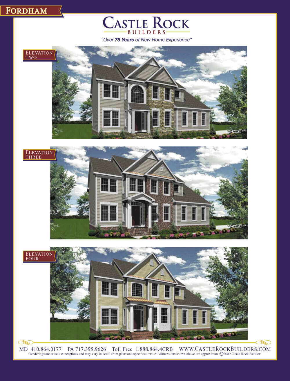 Fordham new construction plan front elevations