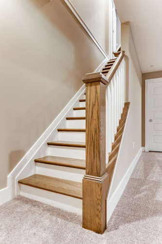 Oak tread stairs newel post