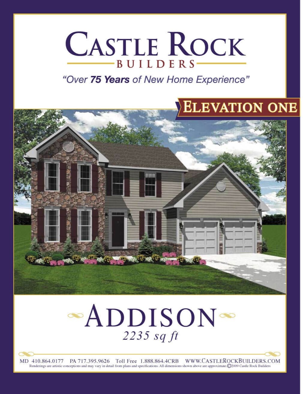Addison custom home plan elevation one