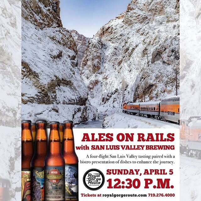 Join us aboard the Royal Gorge Route Railroad on Sunday, April 5th for a delicious food and beer pairing event!  Tickets are available at www.royalgorgeroute.com or by calling 719.276.4000.  Hope to see you!! 🚂 🍻 @royalgorgerouterr @canoncitychambe
