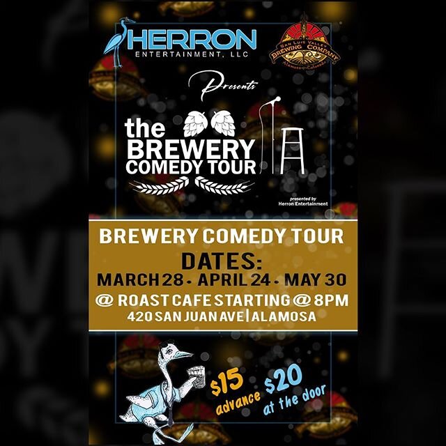 Back for more laughs! 🤣 The Brewery Comedy Tour returns to @theroastcoffee on March 28th, April 24th and May 30th!  Tickets available at The Roast and here at the Brewery.  #livecomedyshow #community #laughsontap #theroastalamosa #sanluisvalleybrewi