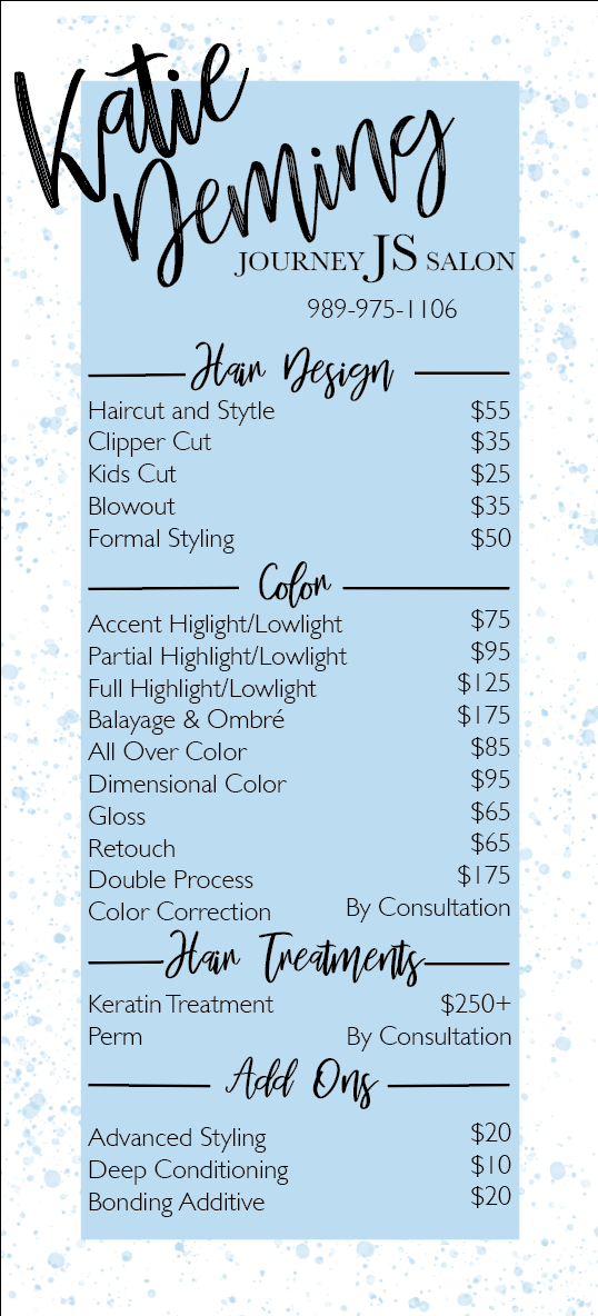  Custom Price List for Client. Created in Adobe In Design. 