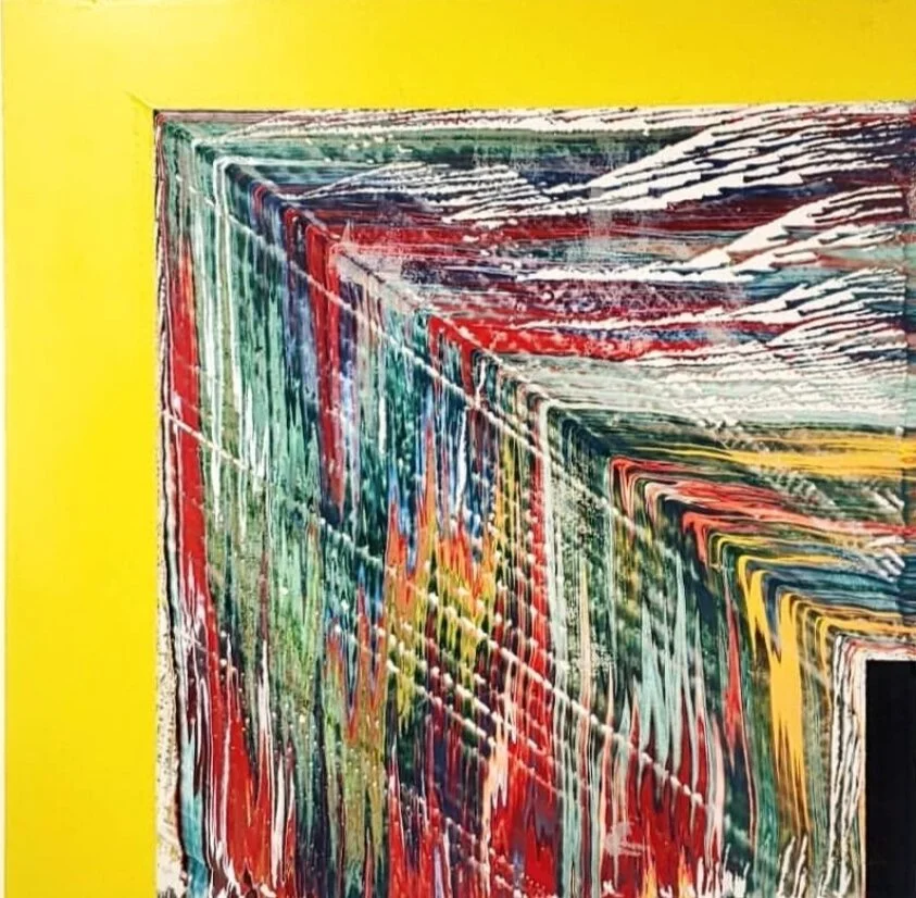 Tapestry Cube by Zack SmitheyOil-based enamel on canvas66 x 66$8500
