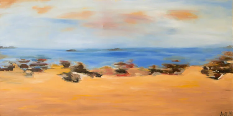 Driving by Ocean by Ane Howard Oil Painting on Stretched canvas48”x24”$2200