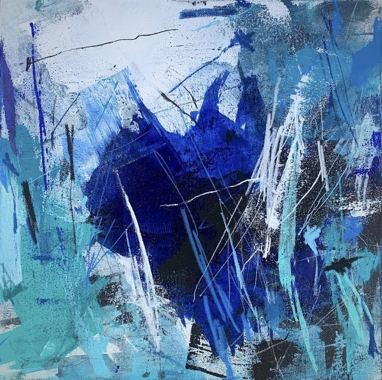 Untitled, No. 0035 by Jake SaviskyAcrylic, Oil Pastel, Charcoal, and Graphite on Gallery Wrapped Canvas24” x 24”Glacies Collection, Series 7$600