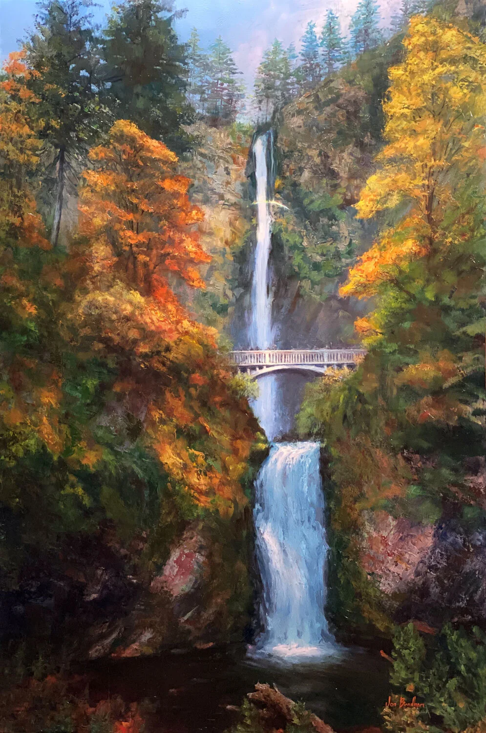 Multnomah Falls in the Fall Oil Painting by Jon Bradham-2.jpg
