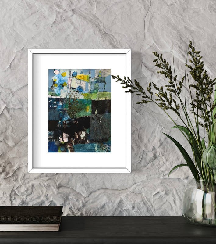 Deep Dive framed in white, hanging on wall
