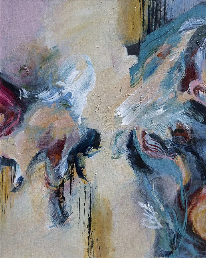 Close up of Earth Meets Sky abstract painting
