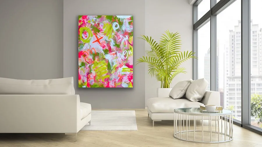 Abstract artwork hanging on wall