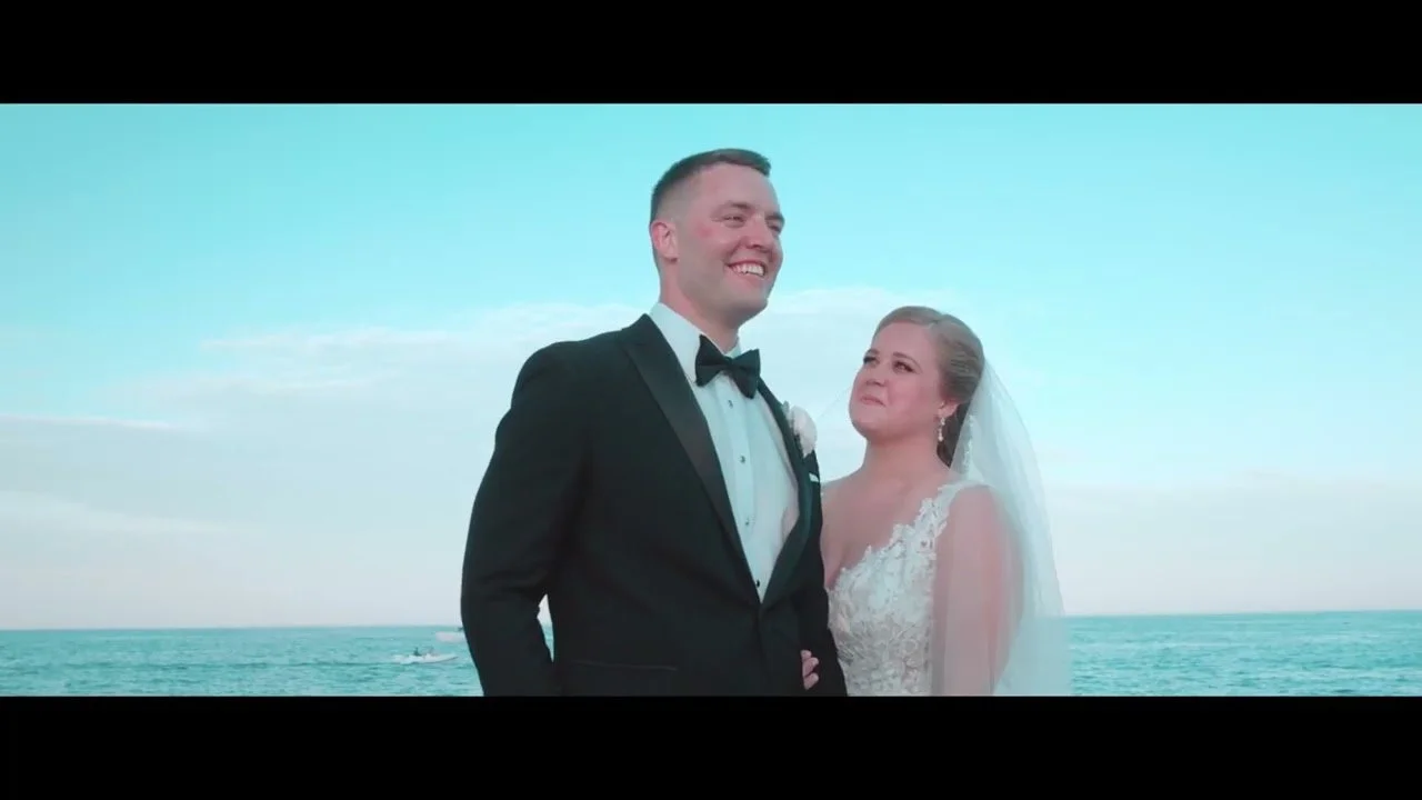 Ashley and Collin on a yacht at blue hour, a dramatic film still
