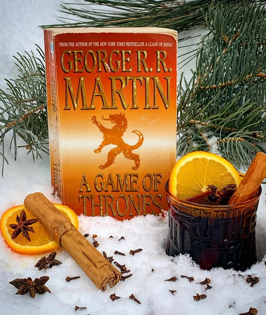 ”Winter is Coming” Mulled Wine, inspired by the men of the Night’s Watch in A Game of Thrones, by George R.R. Martin. The drink appears in Season 1, Ep. 1 of Tipsy Nerds Book Club podcast.