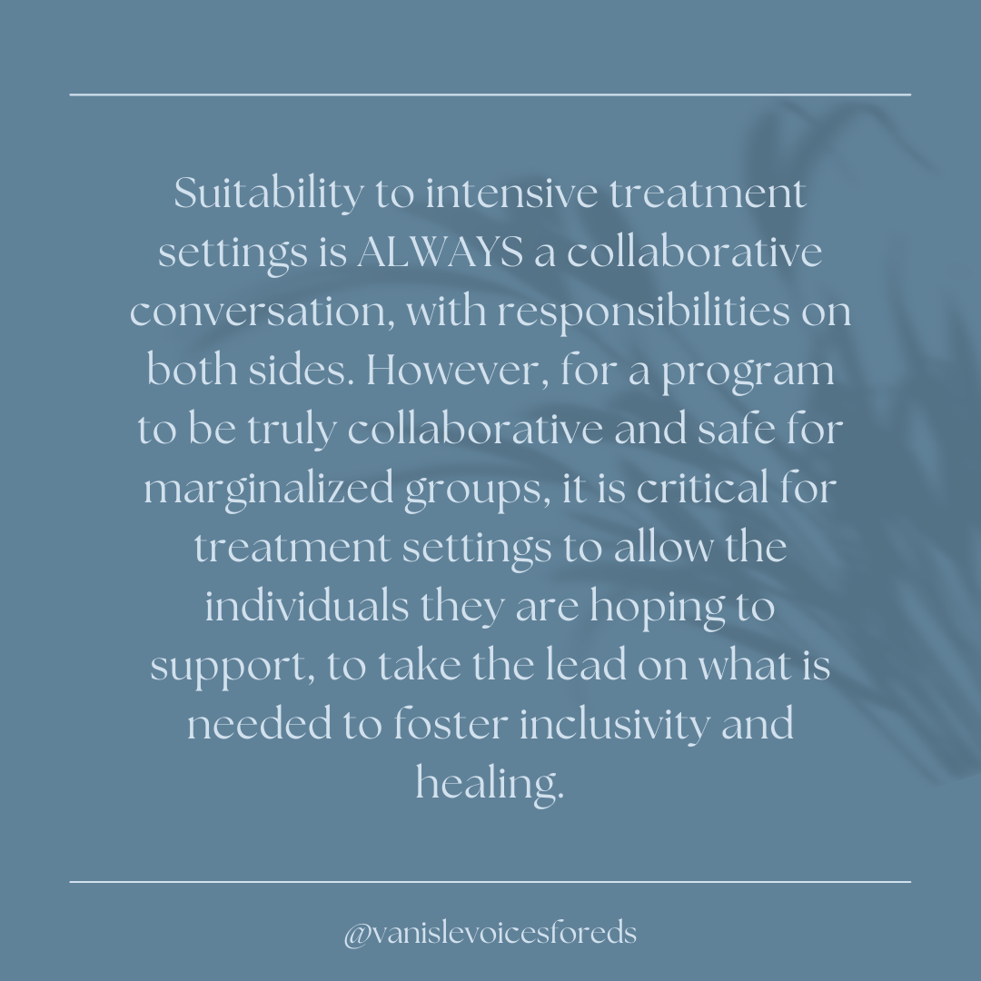 When it comes to eating disorder treatment settings and a patient's suitability there is an important distinction in how we talk about the distress that can arise in clinical settings. Patients are not (5).png