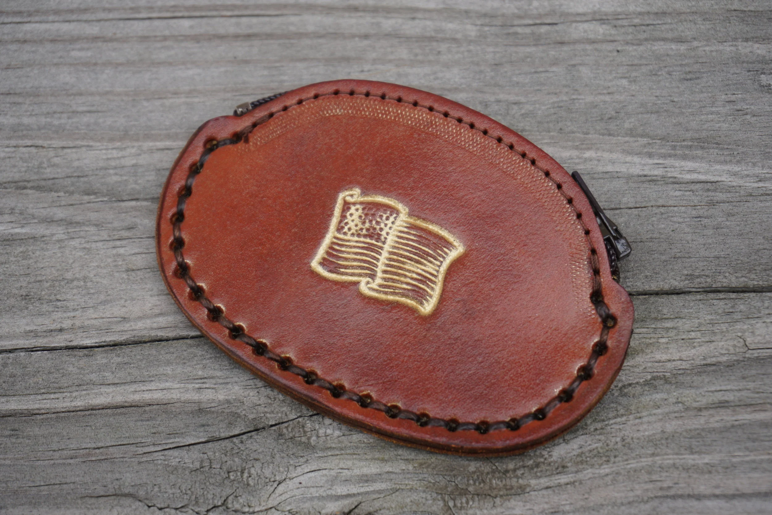 Leather Coin Purse American Flag Stamp
