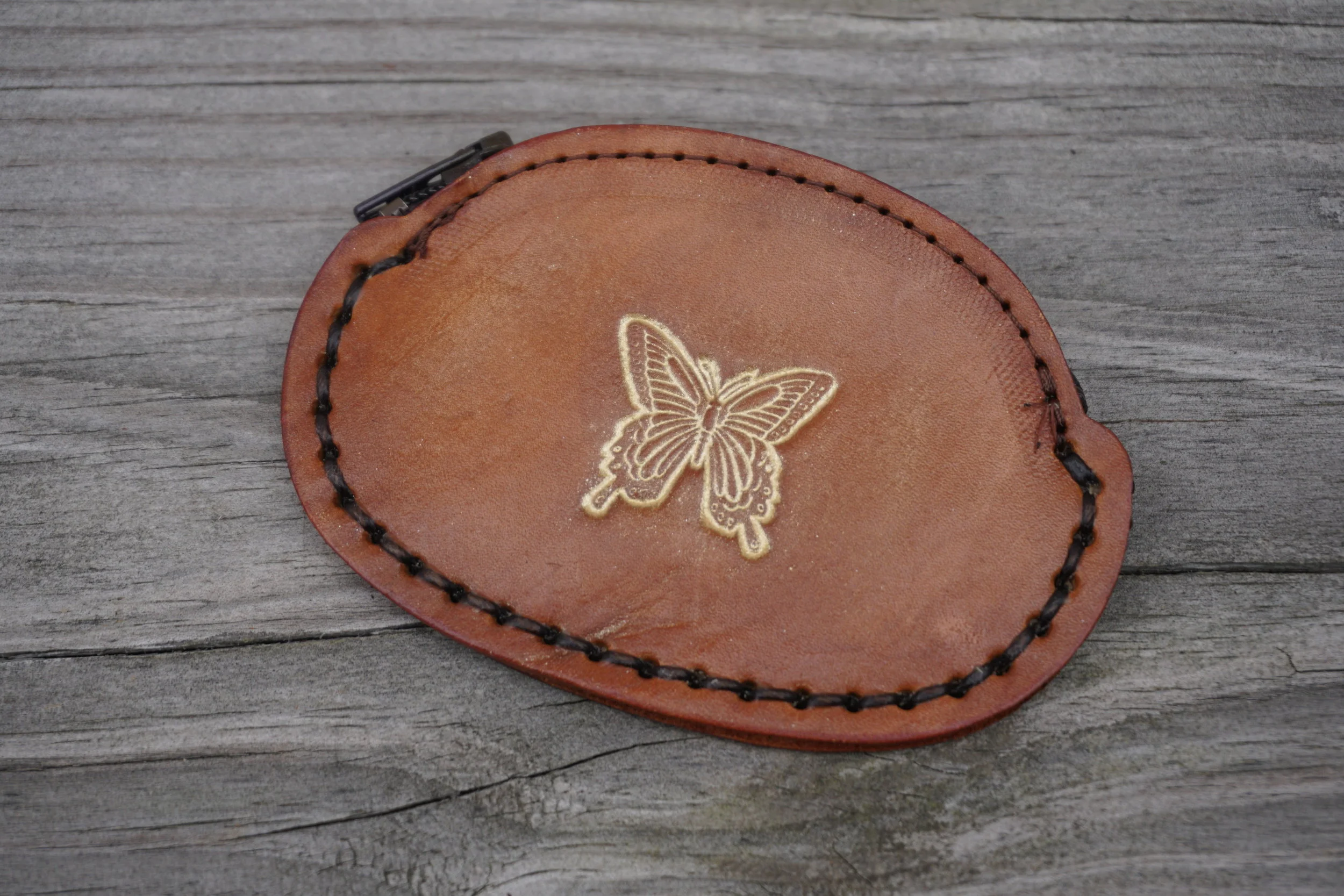 Leather Coin Purse w/ Butterfly Stamp