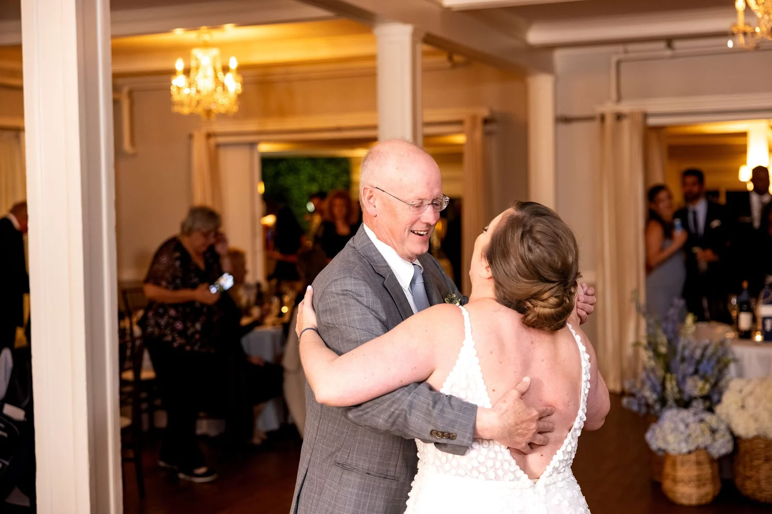 Kaitlyn father daughter dance emotional moment at reception Nonantum Resort Kennebunkport Maine fall wedding VMG Productions