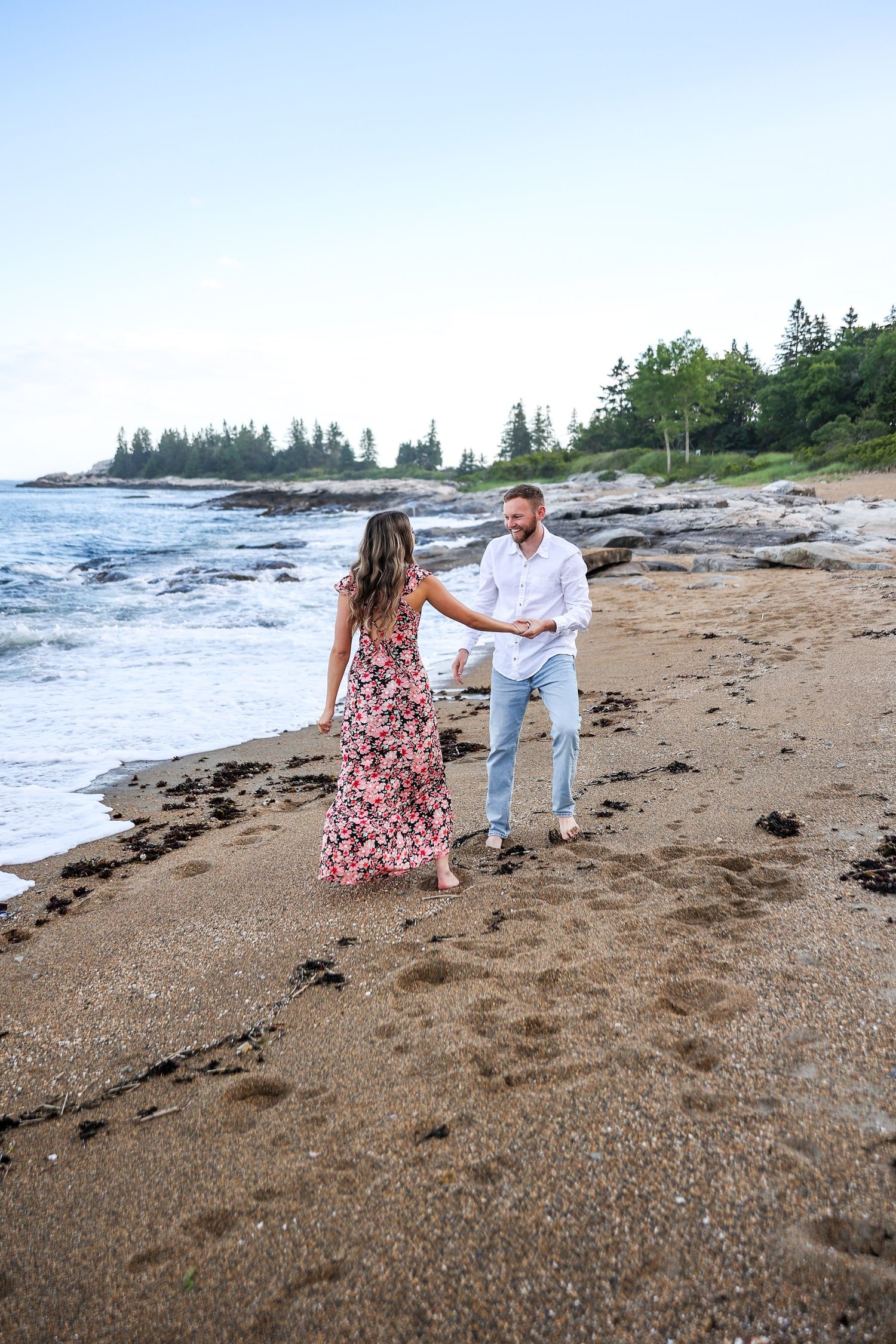 Couple at golden hour on the marsh at Reid State Park, Georgetown, Maine, by VMG Productions