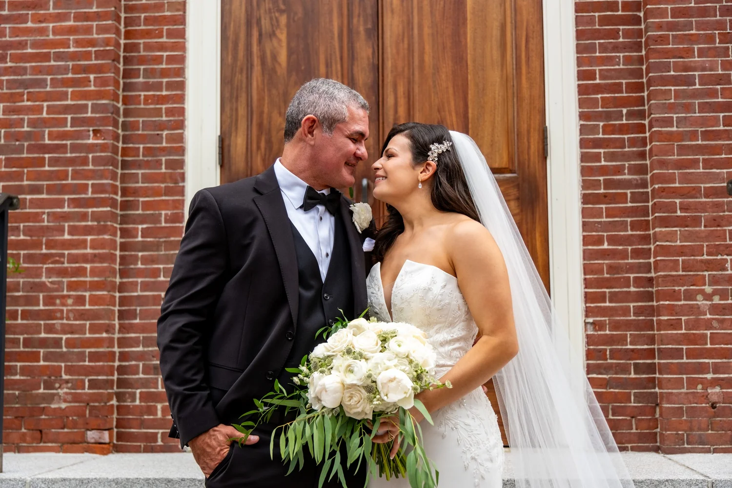 Nicole and Alexey wedding party formals at Holy Trinity Greek Orthodox Church Portland Maine summer wedding photography VMG Productions