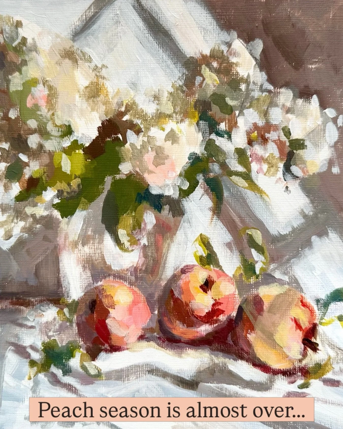 Don&rsquo;t be sad! Even though Georgia&rsquo;s peaches are almost gone, summer can live on in one of my paintings. Get yours today! Link in bio or visit www.saraenglandart.com
#georgiagrown #southernliving #georgiapeaches