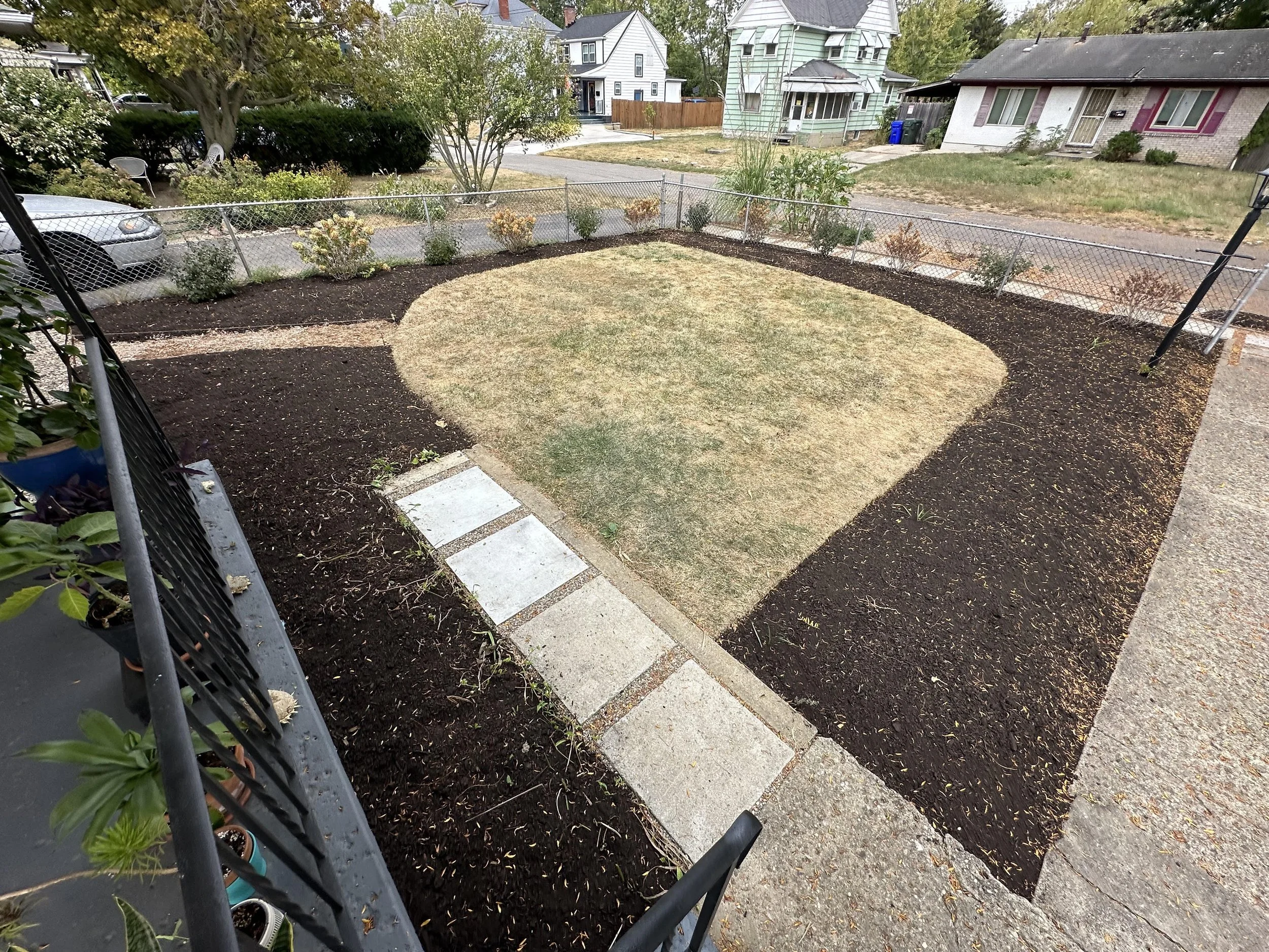 After edging, I dressed the beds with a thick layer of Com-til. As you can see, it was a drier than usual season.