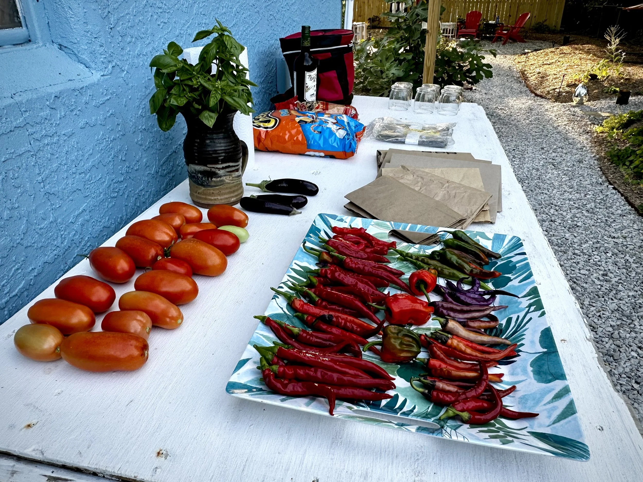 I regularly put out my surplus to share with neighbors and other friends.