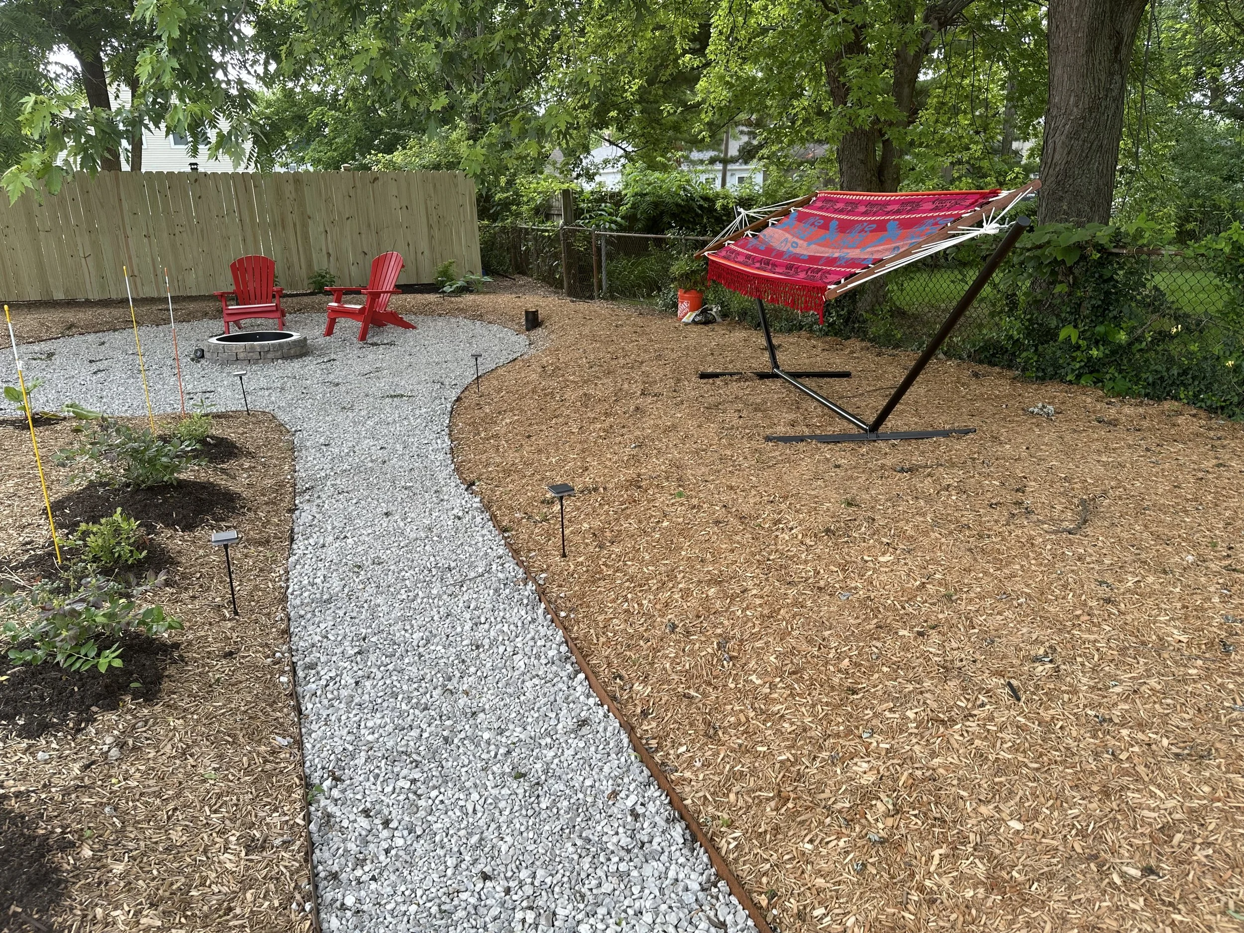Here's how it all looked when finally completed and filled with gravel.