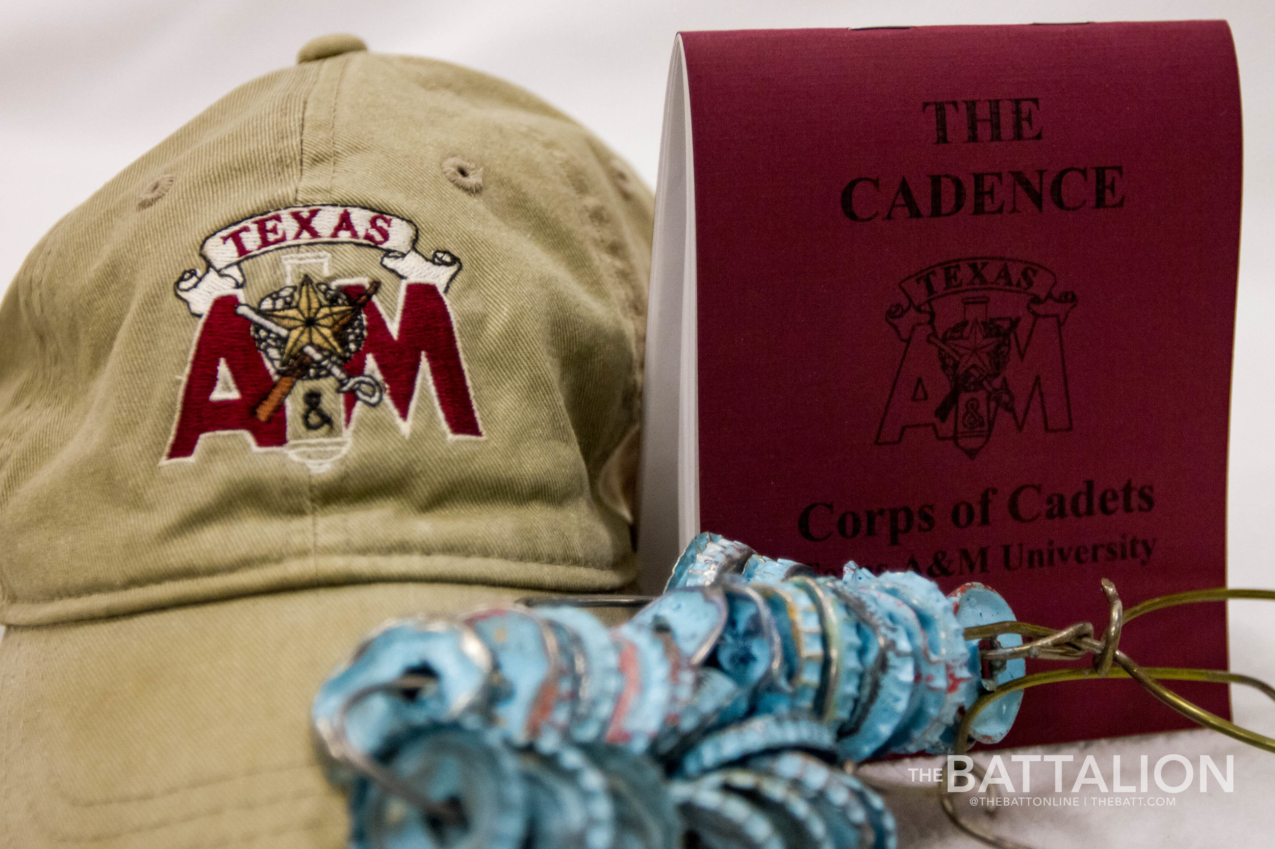 The Cadence, originally authored by Tom Gillis, Class of 1942, is one of the first items given to a fish at the beginning of their time in the Corps of Cadets. It contains information on cadet life, traditions and commonly-used terms. Photo by Meredith Seaver.
