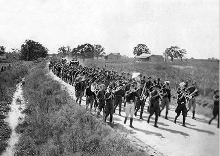 The first Texas volunteers of Company A were stationed at Camp Cuba Libre in Jacksonville and included Aggies such as Commander Capt. George McCormick (center left). Pg. 19, "Texas Aggies Go To War"