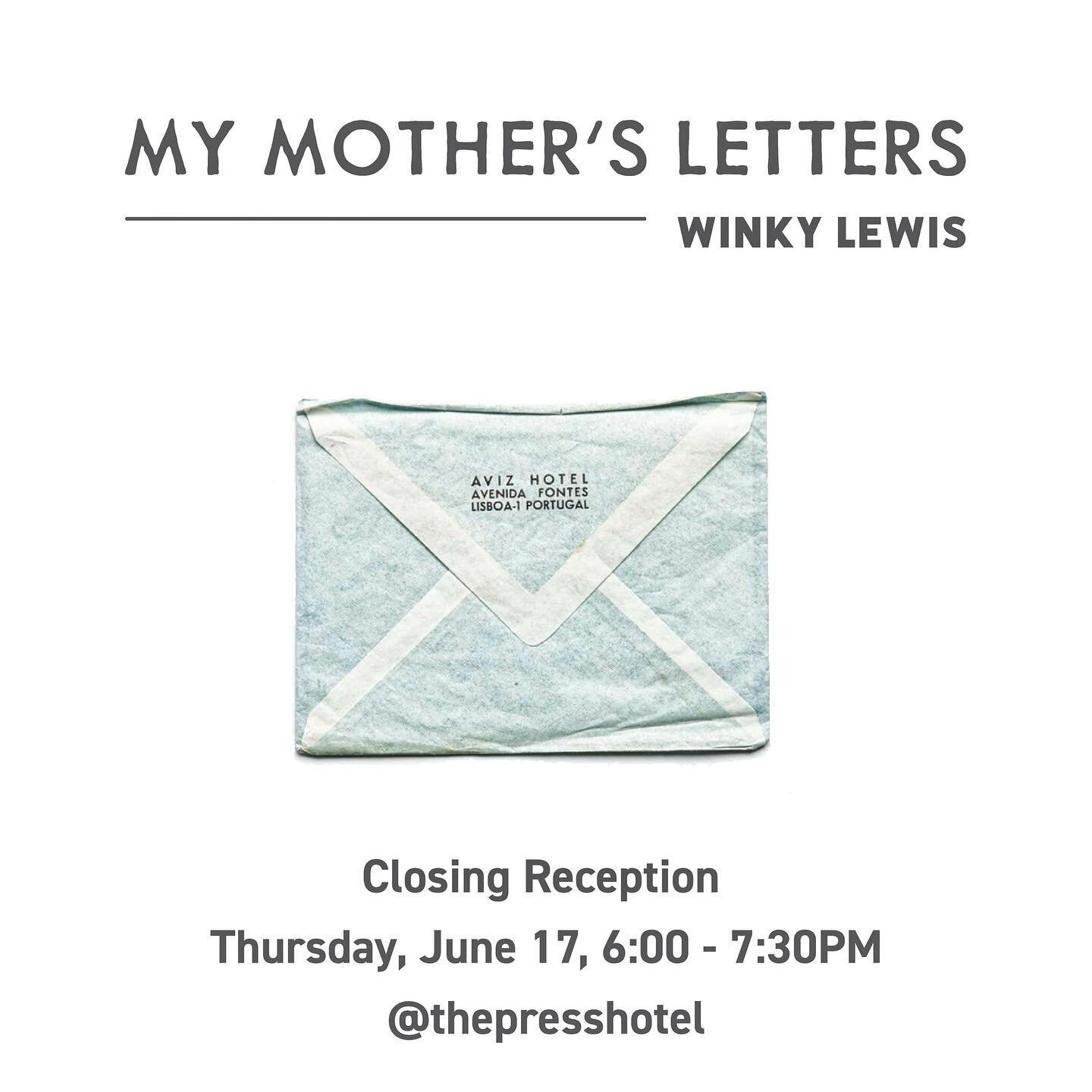 A few more days to see the incredible work of @winkylewis @thepresshotel ✉️

&ldquo;My Mother&rsquo;s Letters&rdquo; showcases beautiful photography, craft, and storytelling all in one show. Please join us for the closing reception, June 17th from 6-