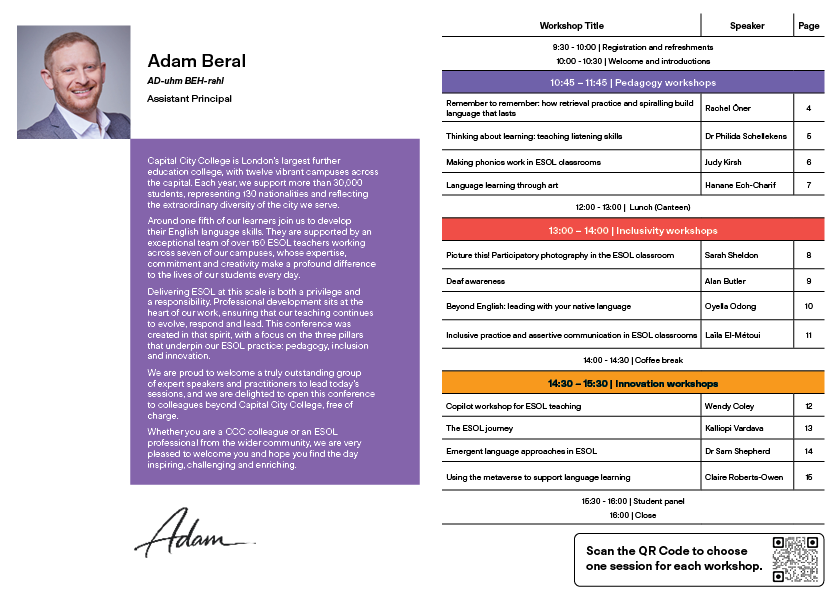 ESOL Conference Brochure - Welcome and programme.png