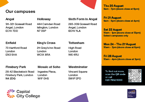 GCSE Results Day Flyer - Campus locations and opening hours.png